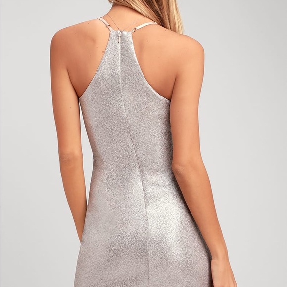 Love and Luster Silver Ruched Bodycon Dress - Picture 4 of 15